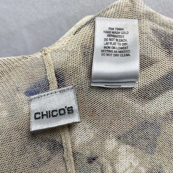 Chico's Sequins Embellished Cover Up Kimono Women OneSize Ivory Multicolor Used - Picture 7 of 16